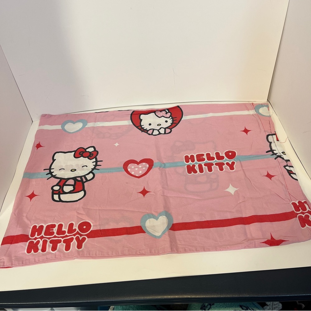 5/$25 Vintage Hello Kitty Pillowcase Standard Hearts Stars Pink Y2k Read